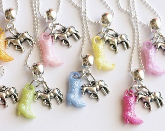Horse Necklace, Cowgirl Necklace with Boot, Kids Jewelry, Girl Gift, Birthday Party, Kids Jewelry, Children Jewelry