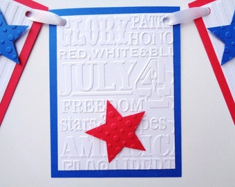 Fourth of July Banner Independence Day Patriotic Party Celebration July 4th Garland Red White and Blue