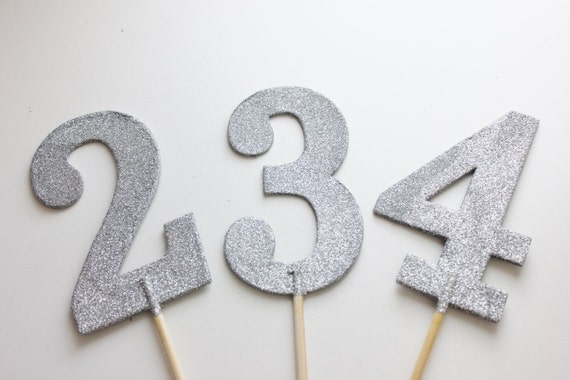 1 9 glitter table numbers numeric silver glitter wedding decor