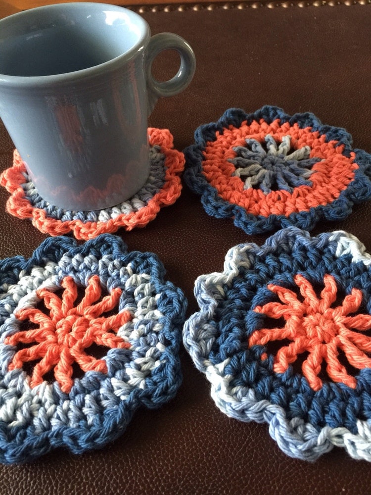 Crochet Coasters/Drink coasters/ Four Crochet by LuluandMax