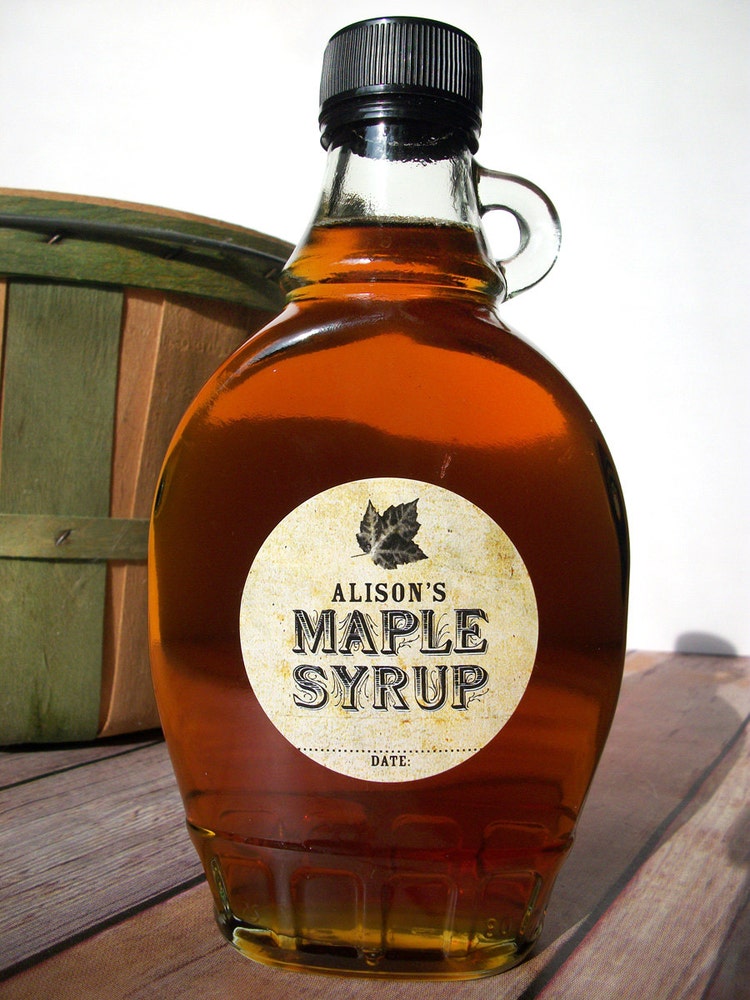 Custom Vintage Maple Syrup bottle labels by CanningCrafts on Etsy