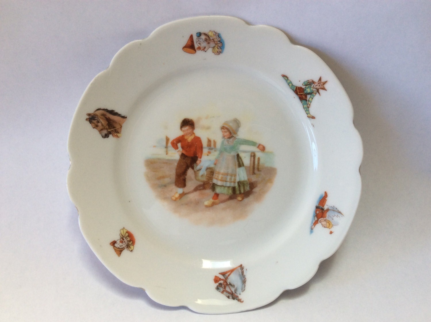 French Porcelain Child's Plate. Decorated By Lamaisonbleuecarol