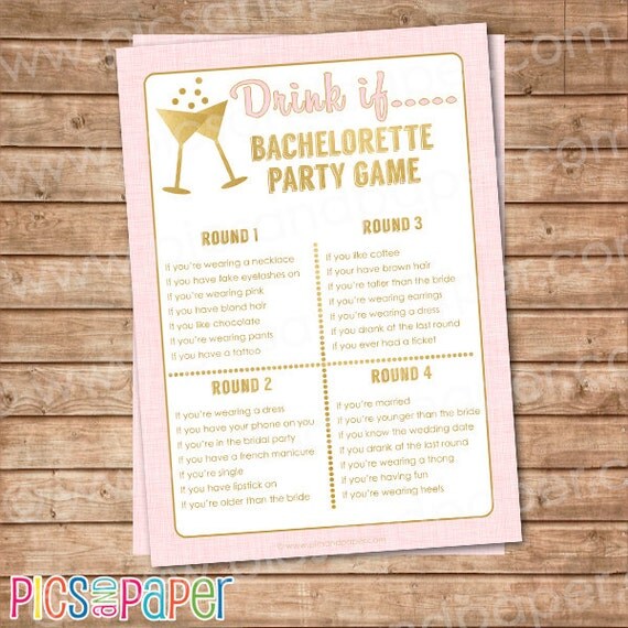 Bachelorette Party Drinking Game Printable Drink by PicsandPaper