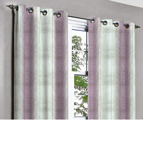 Soul Purple  Silver Waves Grommet Unlined Curtain in Textured