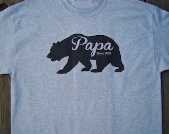 Papa Bear shirt, Papa Bear Father's day Gift for Dad, New Dad, Grandpa, Papa Custom printed Papa bear with year for Dad