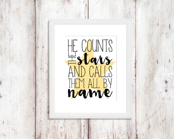 He Counts the Stars and Calls Them All By Name Nursery Art