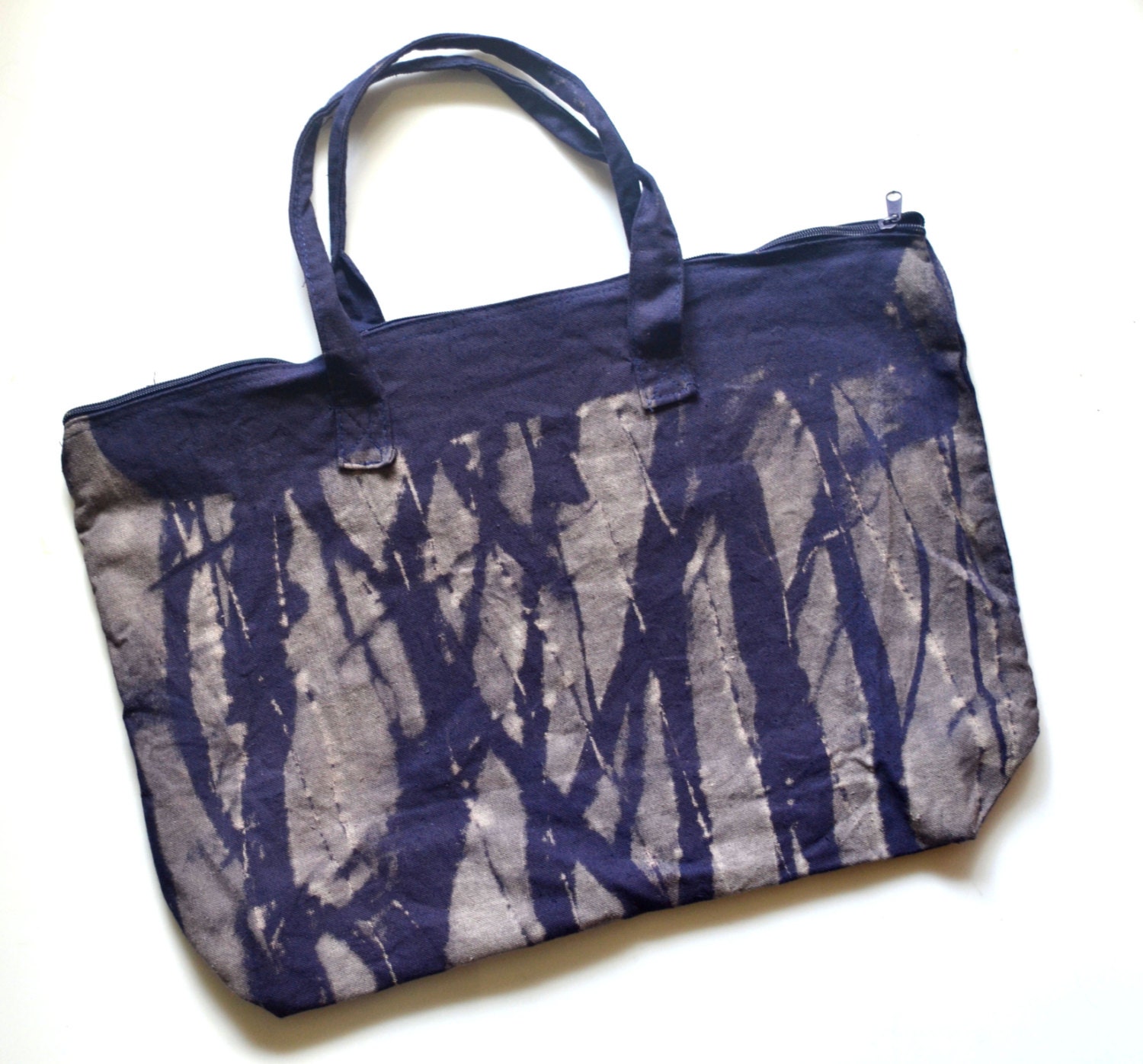 Shibori Cotton Canvas Tote Bag Large Zippered by Michelebuttons