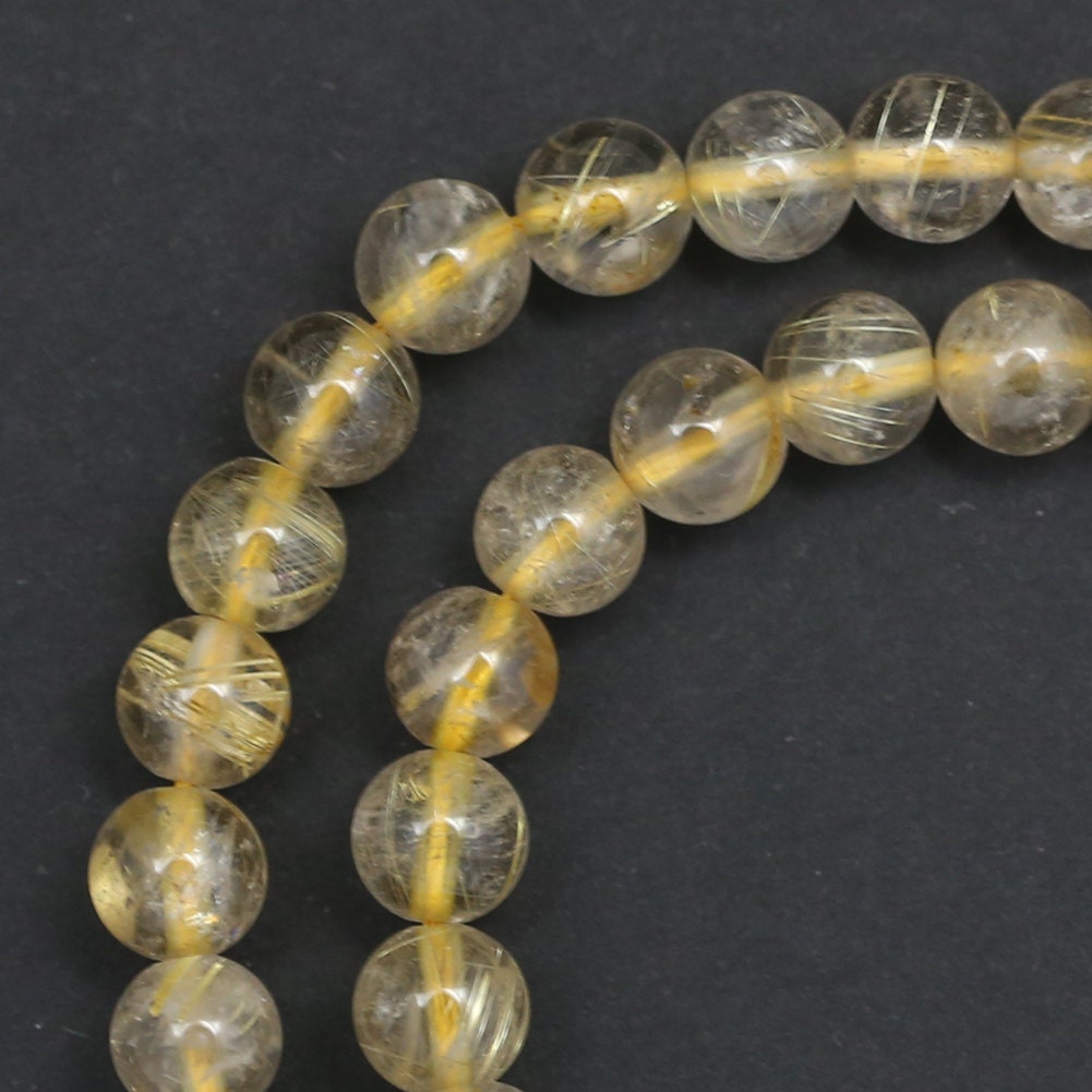 Golden Rutilated Quartz Beads 6mm Round Full Strand by ABeadSea