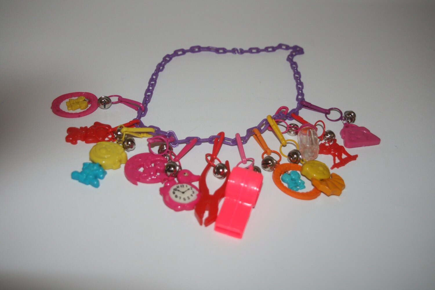 Vintage Plastic Charm Necklace by on Etsy
