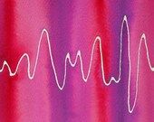 Pink EEG - original watercolor painting of brain waves