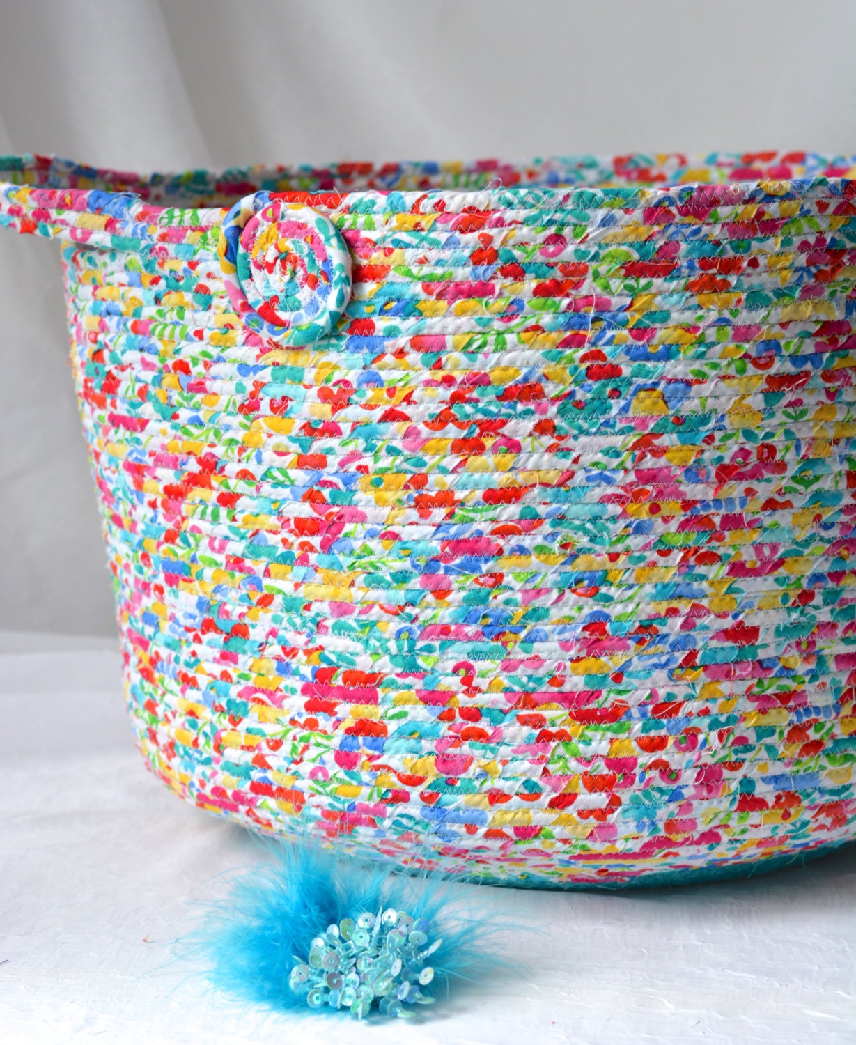 Summer Picnic Basket Handmade Fabric Basket by WexfordTreasures