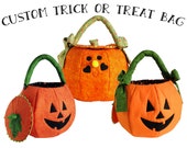 Trick or Treat Bag Quilted Pumpkin Personalized Halloween Bag Large Custom Fabric Treat Bag