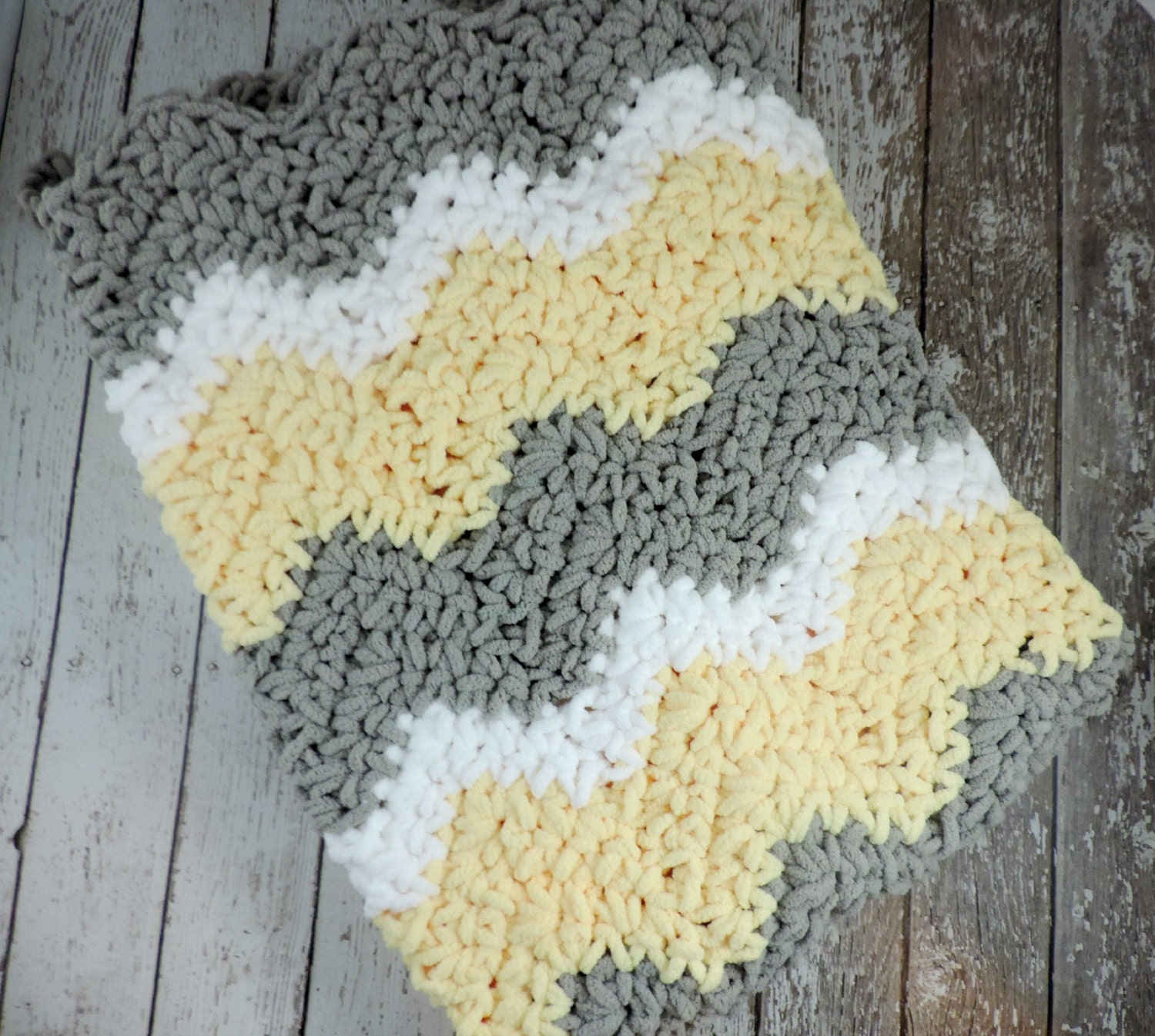 Yellow and Gray Chevron Blanket Stroller Afghan Blanket