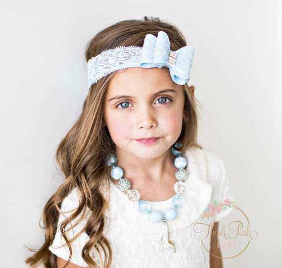 Girls Cinderella inspired necklace, Baby Headband, Cinderella Necklace, Cinderella Headband, Bubblegum necklace, ChildrebChunky necklace by ThinkPinkBows