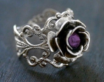 Amethyst Rose Ring