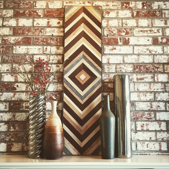 Wood Wall art - Chevron Reclaimed Wood Wall Art - Modern Wall Art