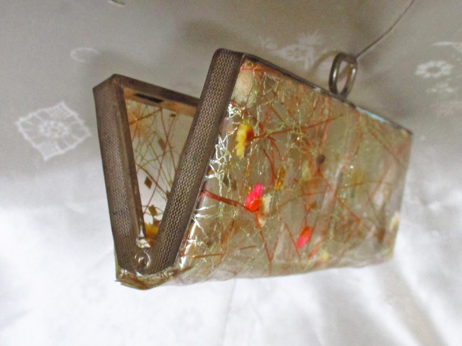 Vintage Eyeglass Case 50s Retro Vinyl Gold Confetti