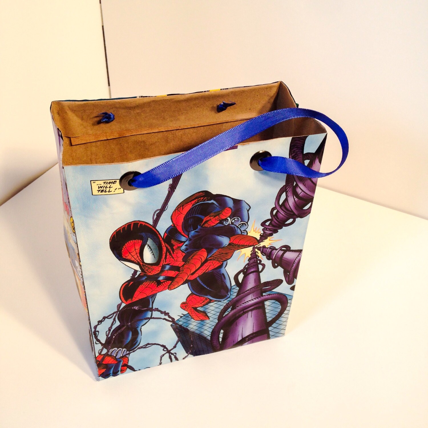 Spiderman Recycled Comic Book gift bags by PopularDesigns on Etsy