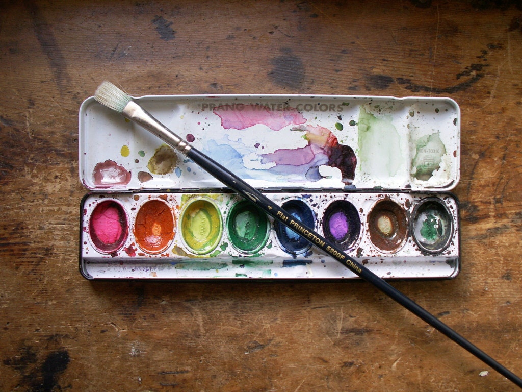Vintage Prang Watercolor Paint Box by CopperAndTin on Etsy