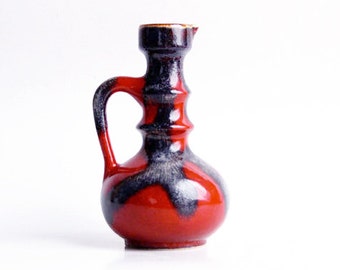 Vintage Red / Black / Silver Lava Vase - Dumler & Breiden 1970s