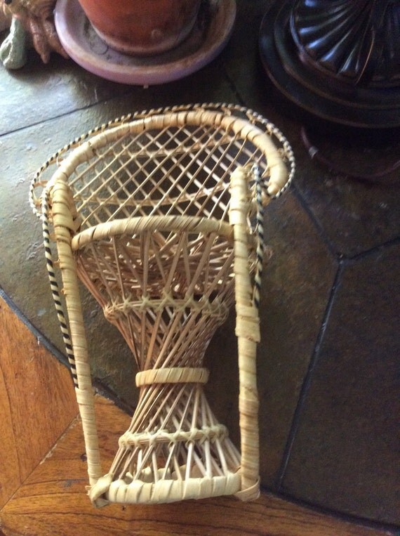 Doll furniture wicker doll tall chair multi colored wicker