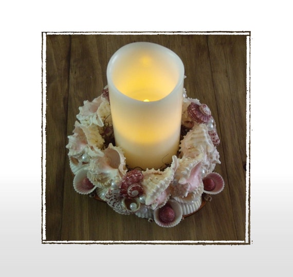 Seashell Candle Ring w/Realistic Battery Candle Beach by Eagle414