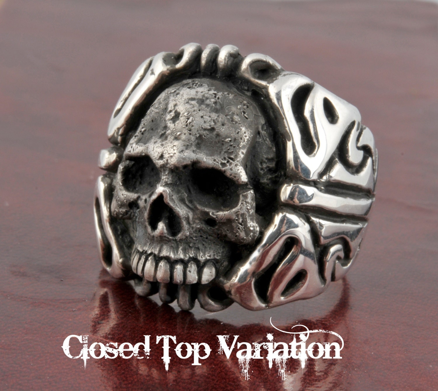 Skull Ring Mens Custom Solid Sterling Silver .925 by Johnny10Rings