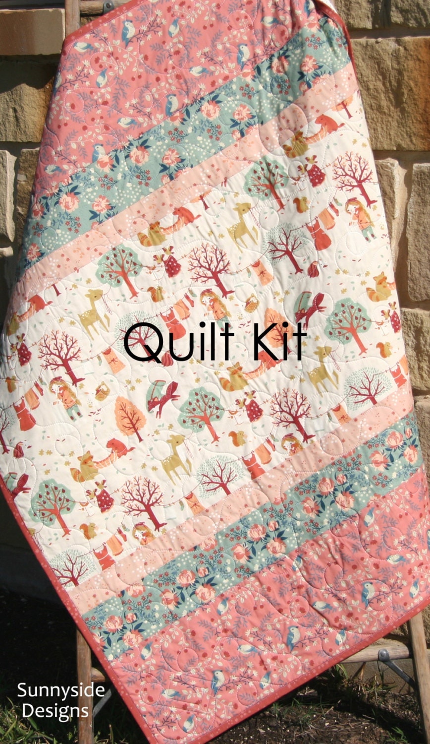 Woodland Baby Quilt Kit DIY Project Forest Animals Acorn