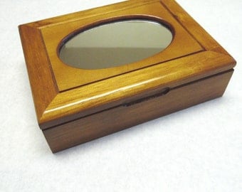 Vintage Mele Jewelry Box Mirror Top Wood