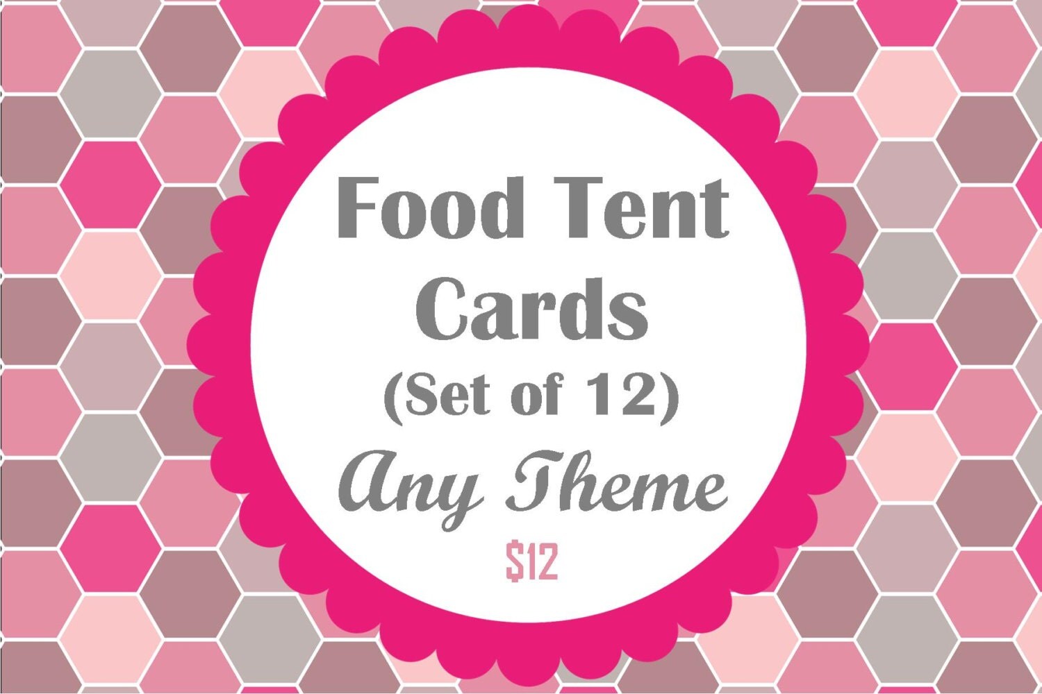 Food Tent Cards Any Theme