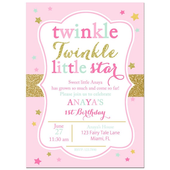 Twinkle Twinkle Little Star Invitation Printable or Printed