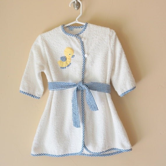 Vintage Baby Robe Size 3 White Terry Cloth by ShurleyShirley