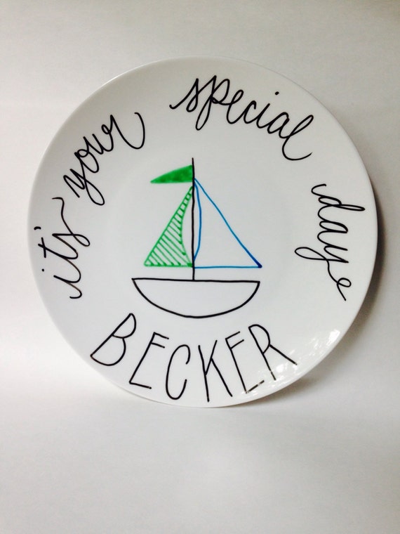 Items similar to Special Day plate, It's your special day, sailboat