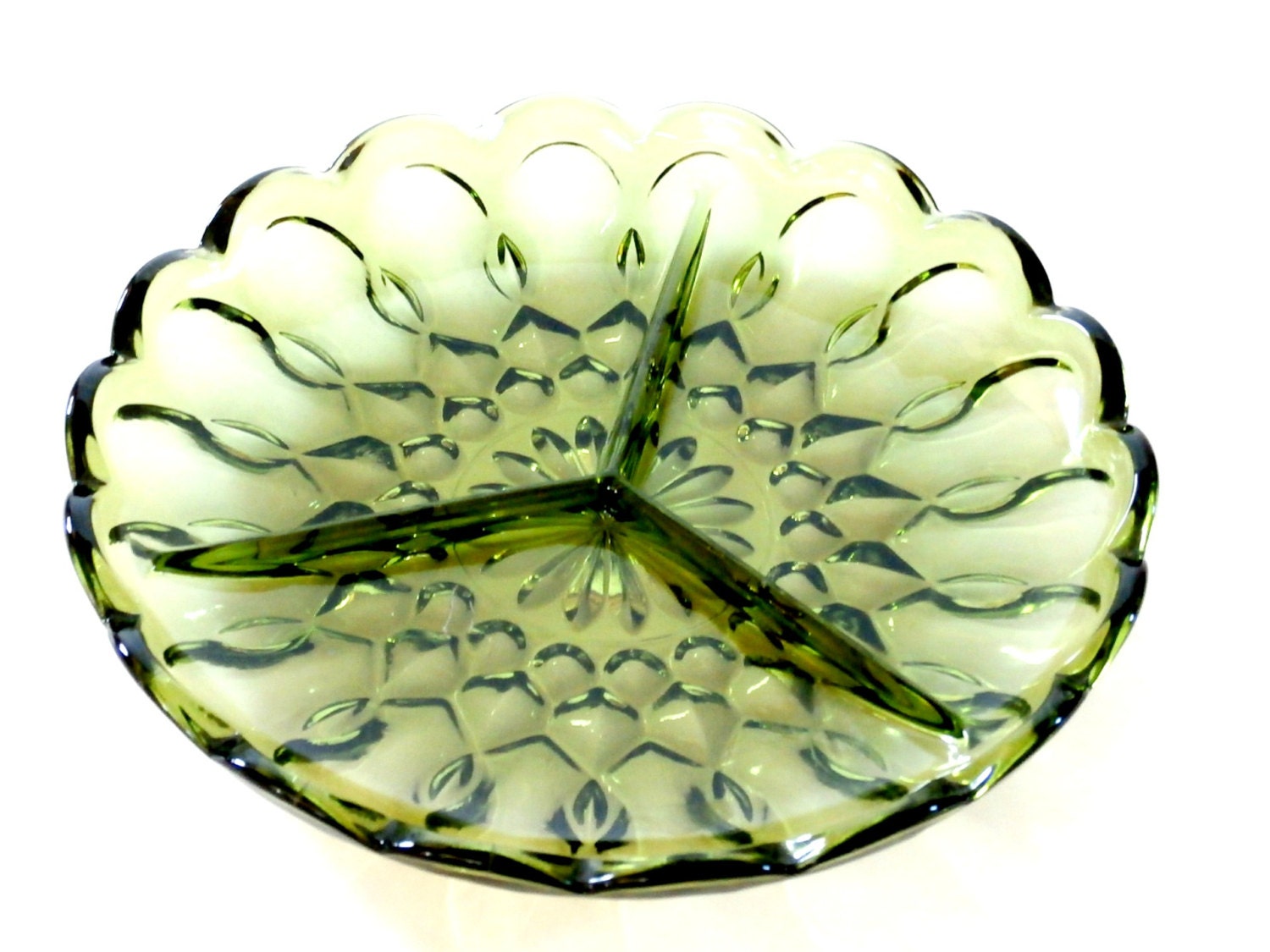 vintage green glass divided serving plate retro antique green divided