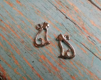 Tierracast OPEN CAT Charm, Tierra Cast Silver Plated Kitty Pewter Charms, Lead Free, Made in USA (94-2147-61)