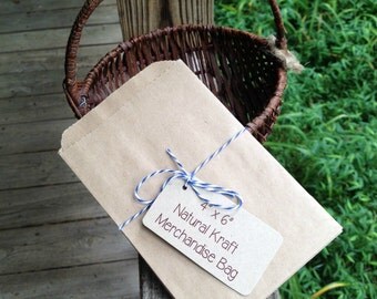 4" x 6" Natural Kraft Flat Merchandise Bags • Treats • Favor • Loot Bags • Weddings • Plain Back • Crafts • Printable • Goodie Bags • Gifts