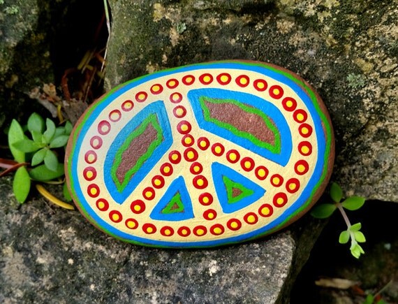 Peace Sigh Hand Painted Rock 01   Il 570xN.778978213 M4ad 