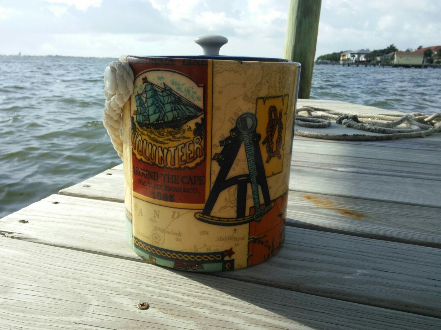 Vintage Nautical Ice Bucket Barware
