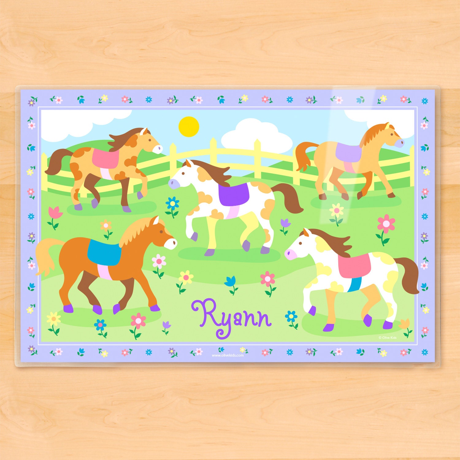 Olive Kids Personalized Ponies Placemat Laminated Placemat