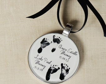 Baby Footprint Ornament - Child's Footprint Ornament - Baby's 1st Christmas Ornament - Infant Loss - Twins Ornament - First Christmas