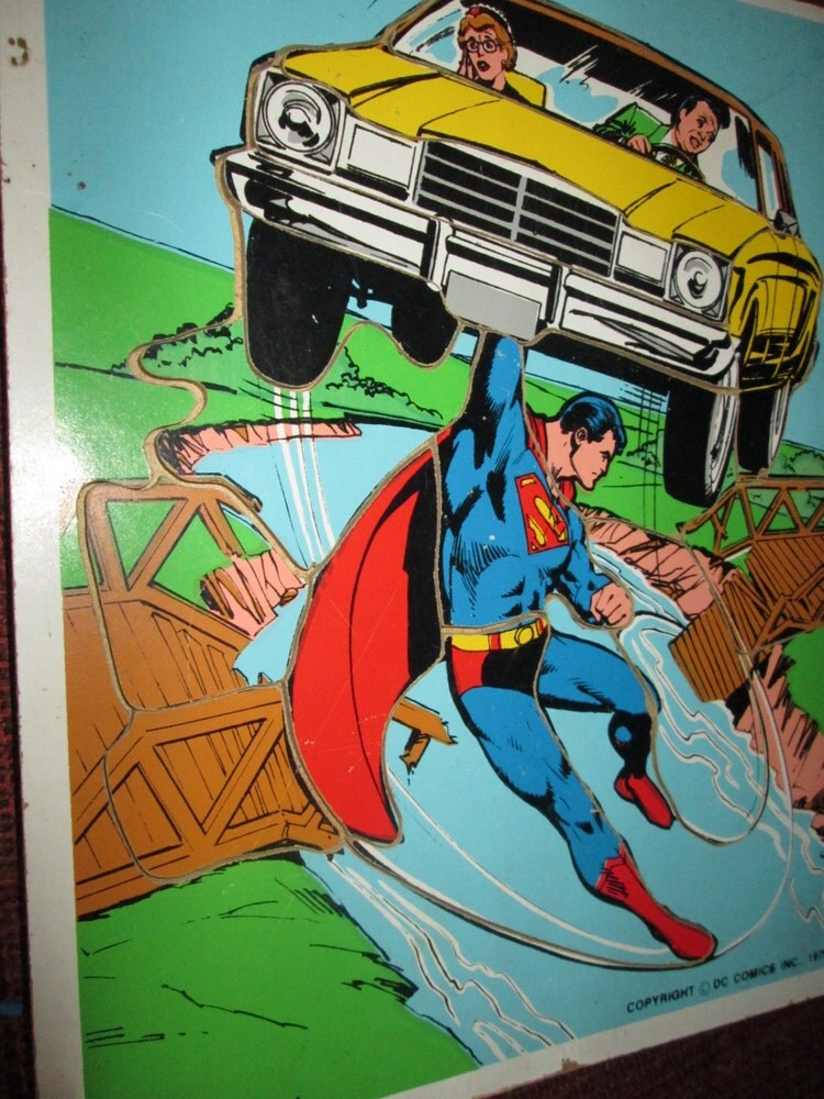 Vintage 1976 DC Comics Superman Wooden Tray by suburbantreasure