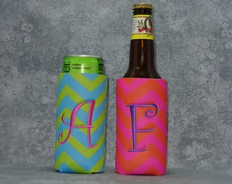 Beer Bottle Holder, Chevron, Slim Can Cozy