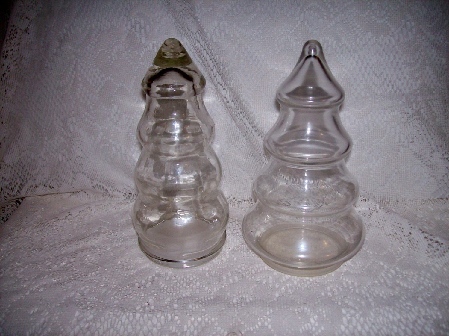 SAlE 40 Off Vintage Glass Christmas Trees Apothecary Jars