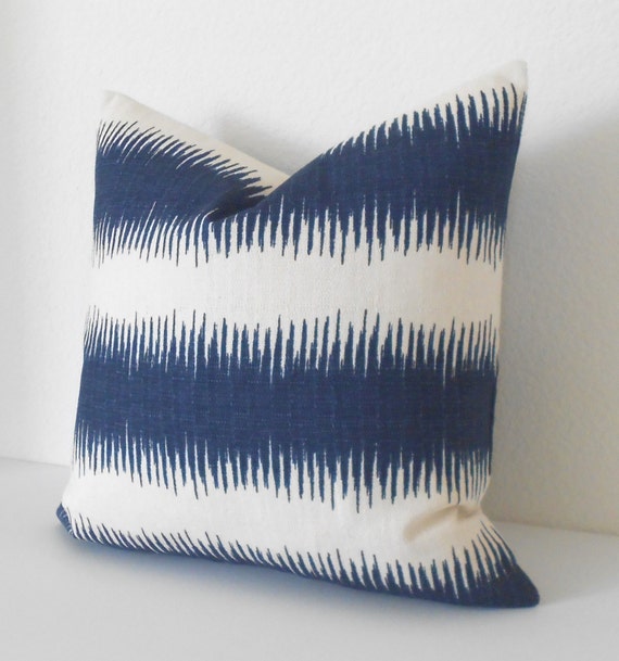 Navy blue ikat decorative throw pillow