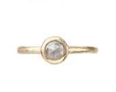 Rustic modern engagement ring. Rose cut diamond. 18k. Butternut.