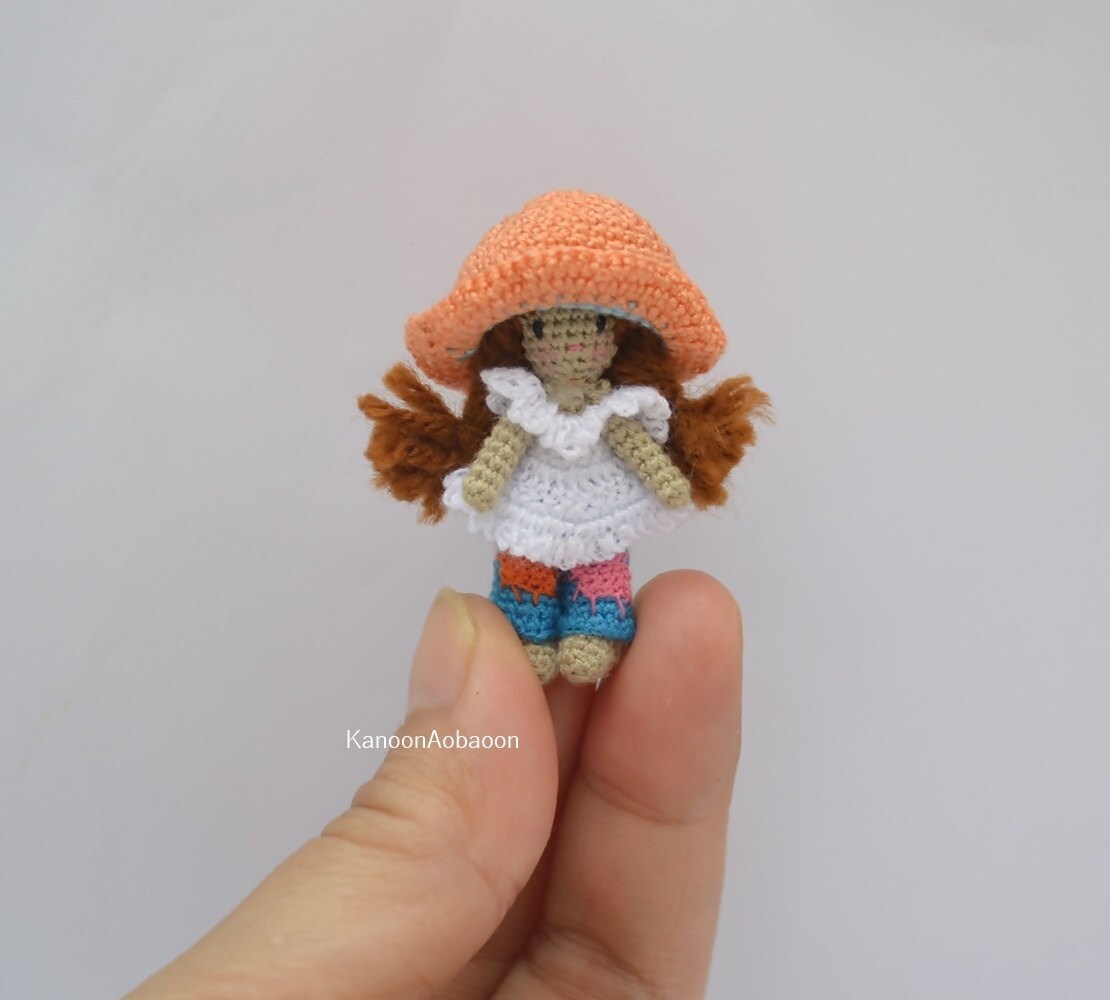 Crochet girl doll Miniature crochet doll Holly Hobbie