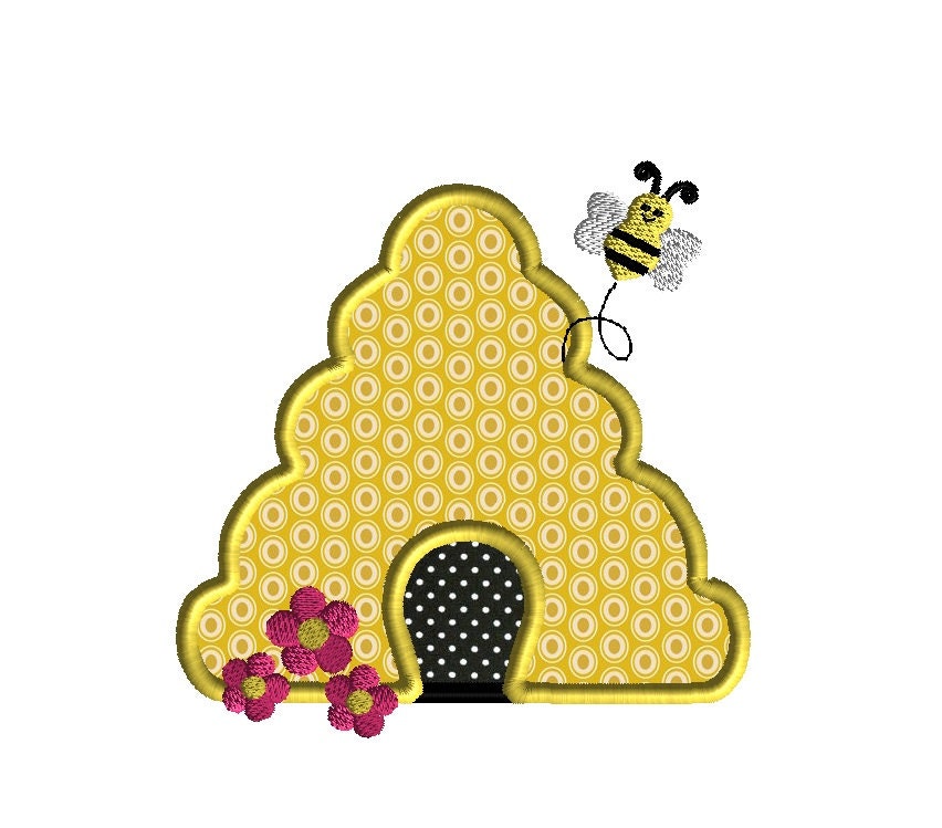 Bee Hive Applique Machine Embroidery DesignINSTANT DOWNLOAD