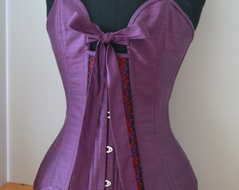 Purple Silk Sanakor Corset with Suspenders
