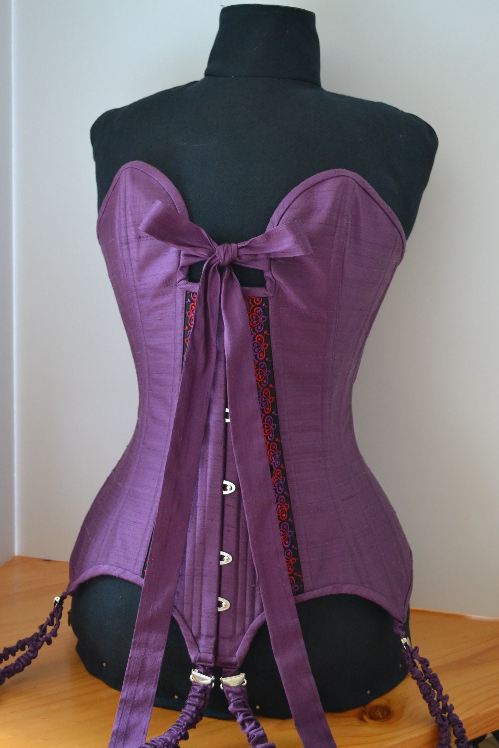Purple Silk Sanakor Corset with Suspenders