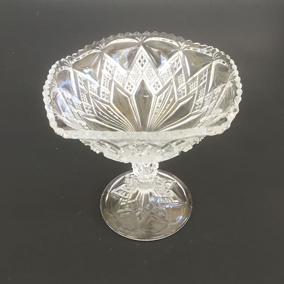 Early American pressed glass glass compote EAPG by KitchenSinque